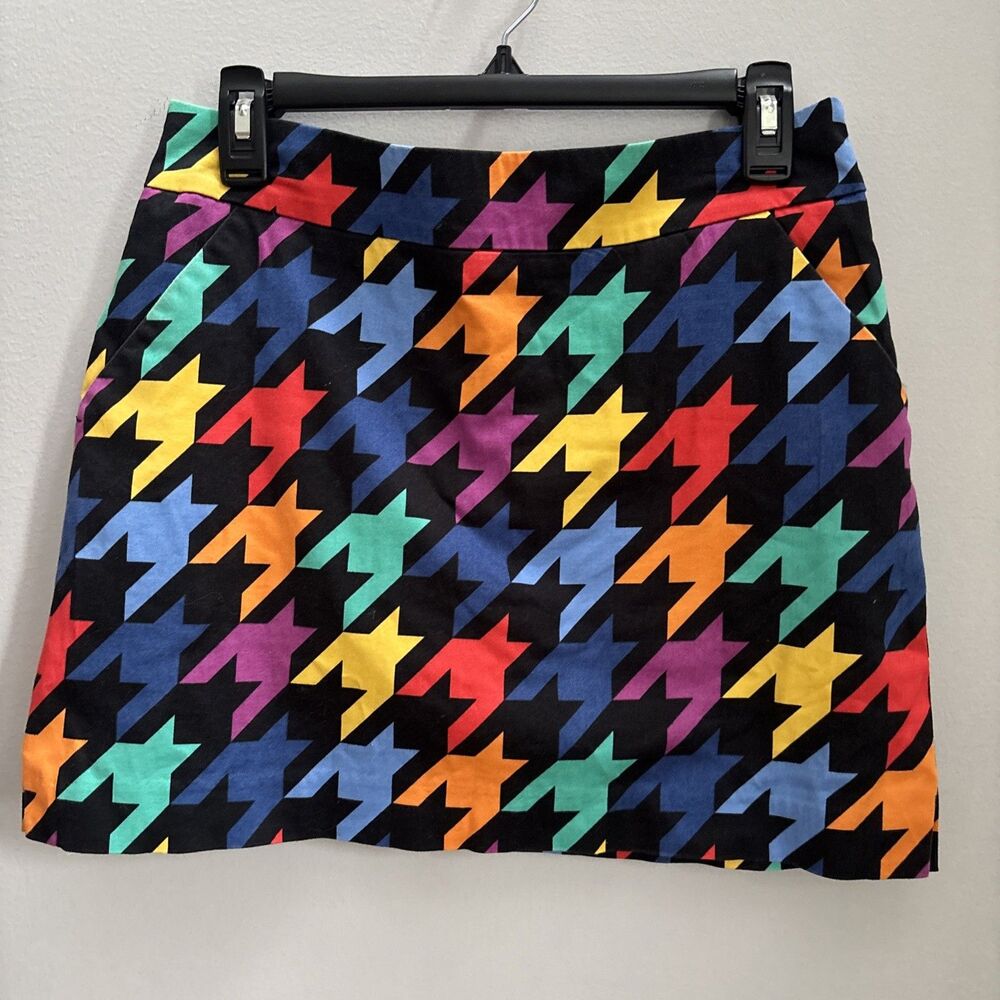 Loudmouth Ladies Golf Skort Y2K 90s 80s MCM Multicolor Houndstooth Lined Skirt 6